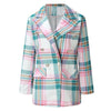 Office Lady Lapel Double Breasted Business Commute Blazers Spring Autumn Elegant Chic Coat Pink Plaid and Striped Blazer