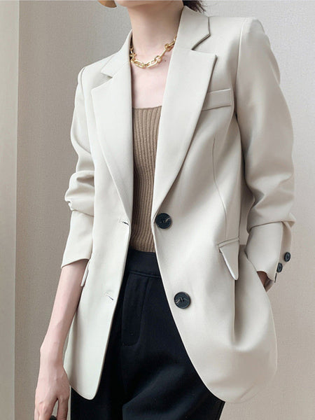 Office Lady Loose Blazer Jacket Women 2023 Spring Autumn Solid Casual Blazers Design Style Chic Temperament Clothings Fashion