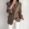 Office Lady Notched Collar Plaid Women Blazer Spring Autumn Jacket Casual Vintage Female Suits Coat Outerwear