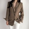 Office Lady Notched Collar Plaid Women Blazer Spring Autumn Jacket Casual Vintage Female Suits Coat Outerwear