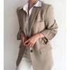 Office Lady Notched Collar Plaid Women Blazer Spring Autumn Jacket Casual Vintage Female Suits Coat Outerwear