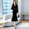 Office Lady Ruffle Blazers Outfits Elegant Chic Puff Sleeve Short Coat and Sexy Slim Midi Skirts Suit With Belt Two Piece Sets