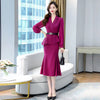 Office Lady Ruffle Blazers Outfits Elegant Chic Puff Sleeve Short Coat and Sexy Slim Midi Skirts Suit With Belt Two Piece Sets