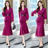 Office Lady Ruffle Blazers Outfits Elegant Chic Puff Sleeve Short Coat and Sexy Slim Midi Skirts Suit With Belt Two Piece Sets