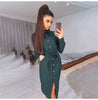 Office Lady Shirt Dress Slim Long Sleeve Button Sashes Turn-down Collar Midi Dresses 2023 Spring Autumn Women's Clothing