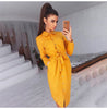 Office Lady Shirt Dress Slim Long Sleeve Button Sashes Turn-down Collar Midi Dresses 2023 Spring Autumn Women's Clothing