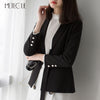 Office Lady Single Button With Sash Black Ladies Blazer Notched Collar Long Sleeve Women Blazers And Jackets Spring Autumn 2022