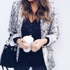 Office Lady Snakeskin Print Business Blazer Women Long Sleeve Shawl Collar Suit Jacket Coat Outwear