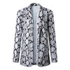 Office Lady Snakeskin Print Business Blazer Women Long Sleeve Shawl Collar Suit Jacket Coat Outwear