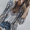Office Lady Snakeskin Print Business Blazer Women Long Sleeve Shawl Collar Suit Jacket Coat Outwear