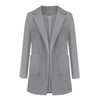 Office Lady Solid Blazer Coat Women Notched Collar Open Front Pockets Jacket Female Ol Formal Suit Long Sleeve Outwear
