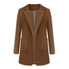 Office Lady Solid Blazer Coat Women Notched Collar Open Front Pockets Jacket Female Ol Formal Suit Long Sleeve Outwear