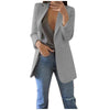 Office Lady Solid Blazer Coat Women Notched Collar Open Front Pockets Jacket Female Ol Formal Suit Long Sleeve Outwear