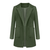 Office Lady Solid Blazer Coat Women Notched Collar Open Front Pockets Jacket Female Ol Formal Suit Long Sleeve Outwear
