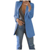 Office Lady Solid Blazer Coat Women Notched Collar Open Front Pockets Jacket Female Ol Formal Suit Long Sleeve Outwear