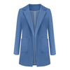 Office Lady Solid Blazer Coat Women Notched Collar Open Front Pockets Jacket Female Ol Formal Suit Long Sleeve Outwear