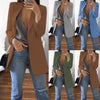 Office Lady Solid Blazer Coat Women Notched Collar Open Front Pockets Jacket Female Ol Formal Suit Long Sleeve Outwear