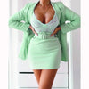 Office Lady Solid Colors Blazers Suit Women Single Button Casual Commute Blazers Summer Sheath Skirt Suits Sexy Mini Skirts Sets