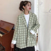 Office Lady Vintage Abstract Printing Blazer Coat Autumn Turn-down Collar Patchwork Outerwear Winter Long Sleeve Slim Women Tops
