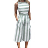 Office Lady Wide Leg Pants Jumpsuit Women Sleeveless Striped Printed Jumpsuits Womens Casual Summer Rompers Long Overalls #LH