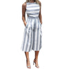 Office Lady Wide Leg Pants Jumpsuit Women Sleeveless Striped Printed Jumpsuits Womens Casual Summer Rompers Long Overalls #LH