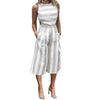 Office Lady Wide Leg Pants Jumpsuit Women Sleeveless Striped Printed Jumpsuits Womens Casual Summer Rompers Long Overalls #LH