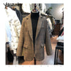 Office Lady Women Blazers and Jackets Plaid Blazer Korean Coat Women Winter Clothes Notched Single Breasted Outerwear