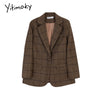 Office Lady Women Blazers and Jackets Plaid Blazer Korean Coat Women Winter Clothes Notched Single Breasted Outerwear