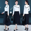 Office Lady clothing set Women summer Spring black and white Knitted Tops Tees And Long Skirt Black Woman Vestidoes suits NS278