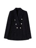 Office Slim Fitted Suit Blazer Women Peak Lapel Double Breasted Blazer Jacket Long Sleeve Black Elegant Textured Tweed Blazer