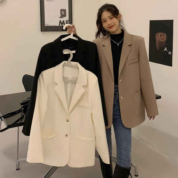 Office Style Autumn Blazer Women Casual Long Sleeve Loose Casual Solid Color Street Jacket Streetwear Outwear Clothing New