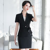 Office Uniform Design Women Black White Pink Business Skirt Suit Female Short Sleeve Blazer with Skirt Formal Work Two Piece Set