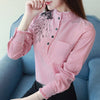 Office Womens Tops And Blouses Long Sleeve Striped Shirt O Neck Blue Pink Ladies Work Shirts Women Blusas Femininas Large Size