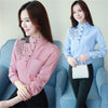 Office Womens Tops And Blouses Long Sleeve Striped Shirt O Neck Blue Pink Ladies Work Shirts Women Blusas Femininas Large Size