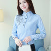 Office Womens Tops And Blouses Long Sleeve Striped Shirt O Neck Blue Pink Ladies Work Shirts Women Blusas Femininas Large Size