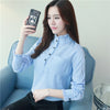 Office Womens Tops And Blouses Long Sleeve Striped Shirt O Neck Blue Pink Ladies Work Shirts Women Blusas Femininas Large Size