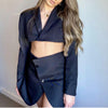 Office clothes blazer and skirt sets vintage two piece set women korean long sleeve cropped blazer skirt suits blazer suits