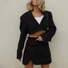 Office clothes blazer and skirt sets vintage two piece set women korean long sleeve cropped blazer skirt suits blazer suits