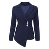 Office lady work business wear women asymmetrical hem blazer jacket coat long sleeve notched solid femme button blazer oversized