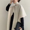 One Piece Dress Korean Chic Versatile High Collar Irregular Split Shawl Sweater Casual Interior Bottomed Dress Set