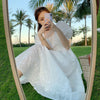 One Piece Dress Korean Puff Sleeve Sexy Midi Dresses Beach Sundresses for Women Summer 2022 Backless Design Square Collar Chic