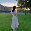One Piece Dress Korean Puff Sleeve Sexy Midi Dresses Beach Sundresses for Women Summer 2022 Backless Design Square Collar Chic