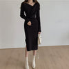 One-Piece Knitted Sweater Dress For Women 2022 Autumn Drawstring Bodycon Dress Korean Slim Woman Knitted Dresses Lady Dress