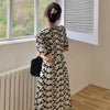 One-Piece Summer Woman Dress Korean Elegant Short Sleeve Floral Dress Vintage Casual Office Lady Print Sundress Clothing Vestido