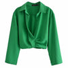 OneBling 2023 Green Summer Suits Wrist Sleeve Cropped Shirts and Midi Skirts Women Casual 2 Piece Sets Female Outfits