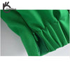 OneBling 2023 Green Summer Suits Wrist Sleeve Cropped Shirts and Midi Skirts Women Casual 2 Piece Sets Female Outfits