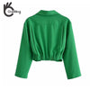 OneBling 2023 Green Summer Suits Wrist Sleeve Cropped Shirts and Midi Skirts Women Casual 2 Piece Sets Female Outfits