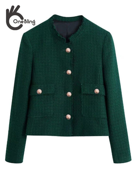 OneBling Za Woman 2022 Casual Traf Solid Single Breasted 2 Piece Sets Blazer Quilted Coats Button Mini Skirts Texture Woolen