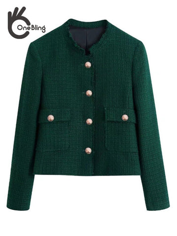 OneBling Za Woman 2022 Casual Traf Solid Single Breasted 2 Piece Sets Blazer Quilted Coats Button Mini Skirts Texture Woolen