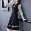 Only Plus Autumn Office Lady Slim Black Dress Women Mid-Length A-line Patchwork Print Dresses Lantern Sleeve Elegant Vestido